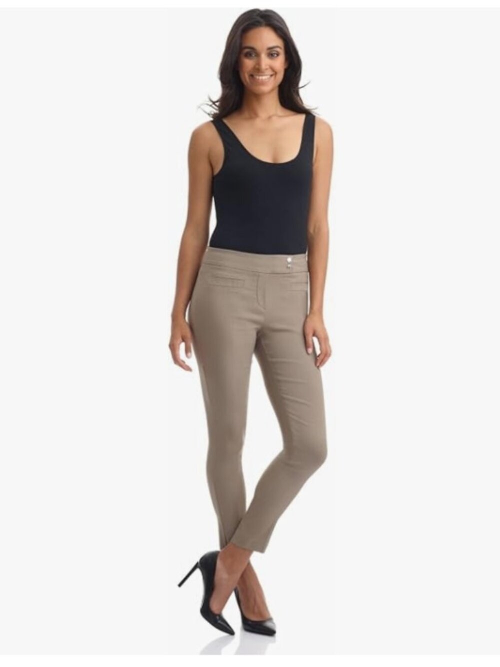 Rekucci Women's Ease into Comfort Slim Ankle Pant with Snaps - Size 14